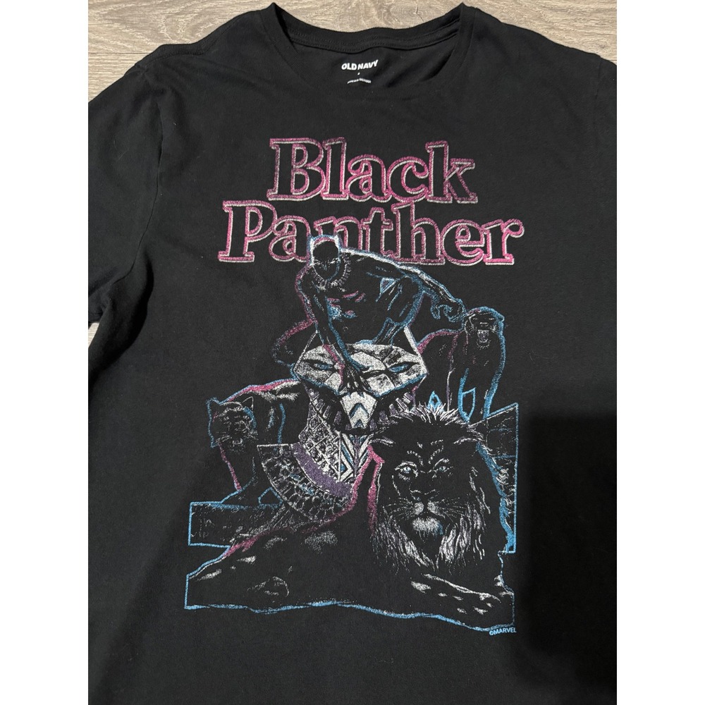 Old Navy Mens Tee S Black Panther Marvel Graphic Shirt Black Retro Comic Cotton